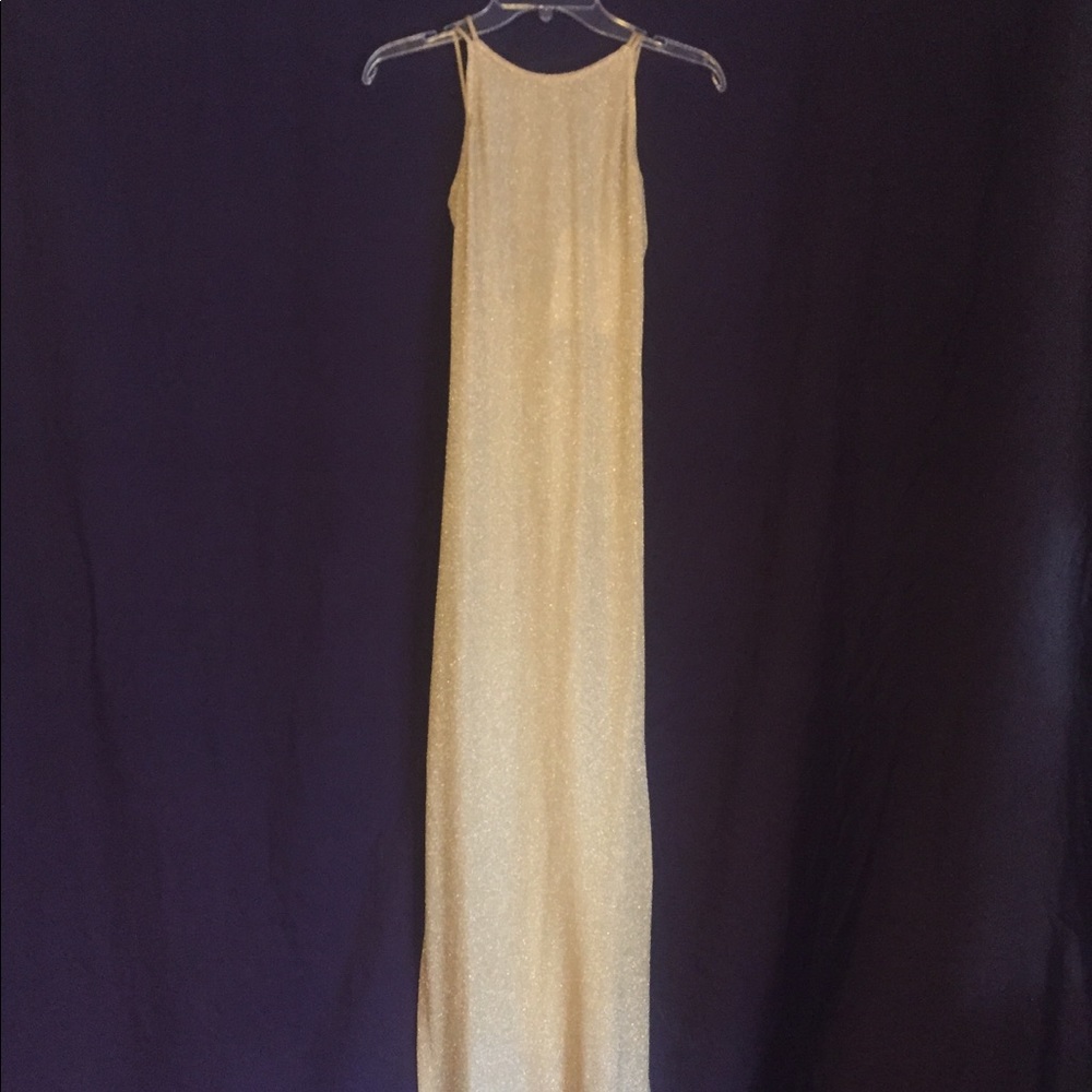(NWT) Gorgeous gold spider back evening gown